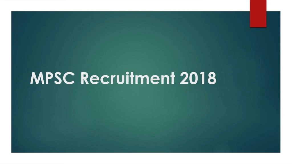 mpsc recruitment 2018