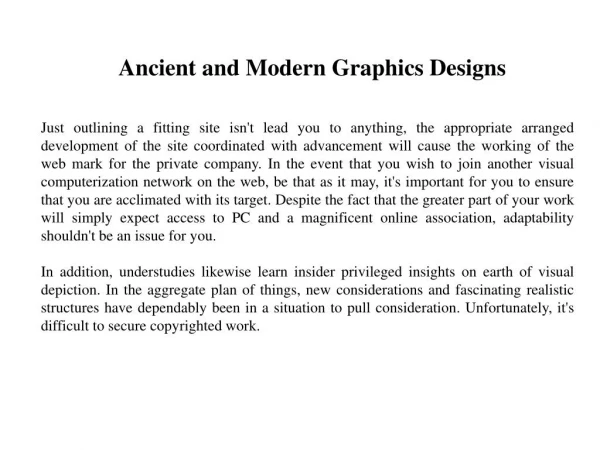 Ancient and Modern Graphics Designs