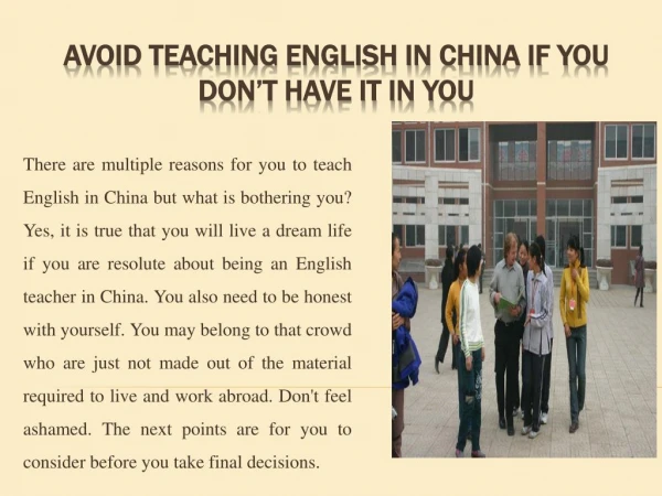 Avoid Teaching English in China If You Donâ€™t Have It in You