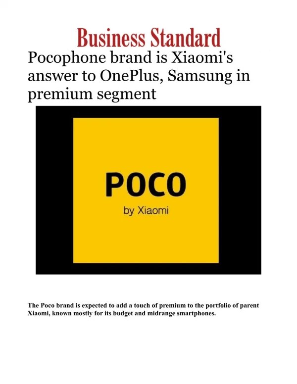 Pocophone brand is Xiaomi's answer to OnePlus, Samsung in premium segment 
