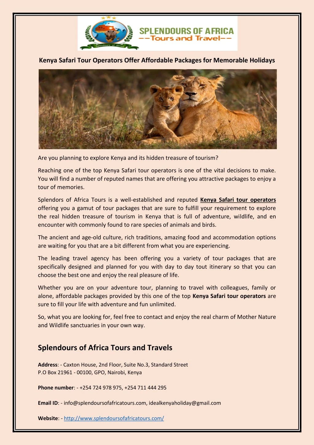 kenya safari tour operators offer affordable