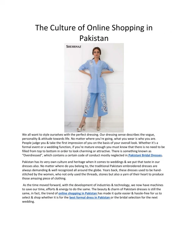The Culture of Online Shopping in Pakistan