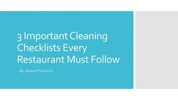3 Important Cleaning Checklists Every Restaurant Must Follow