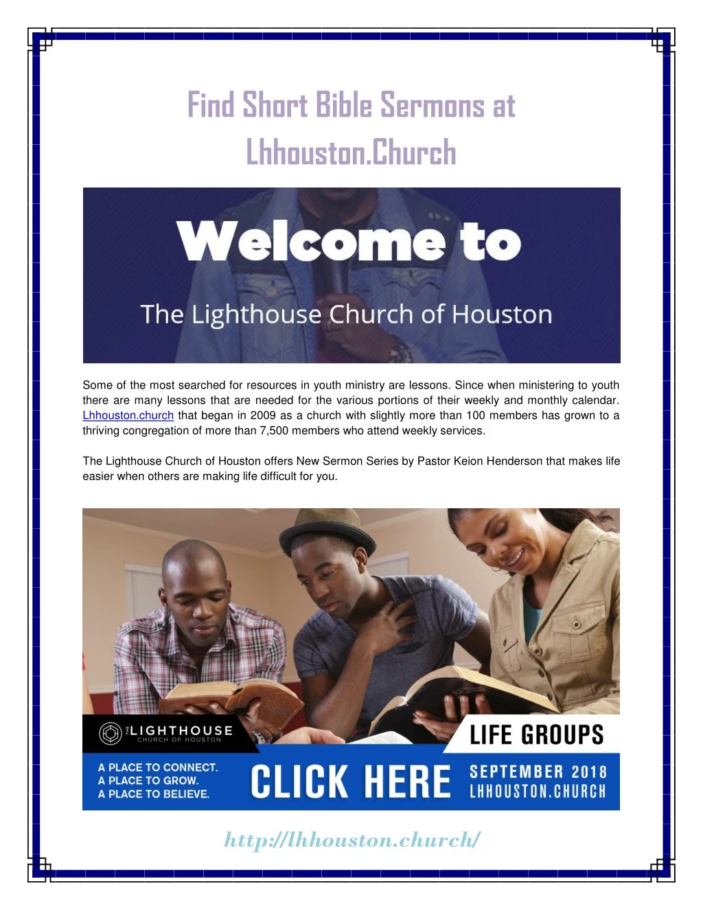find short bible sermons at lhhouston church