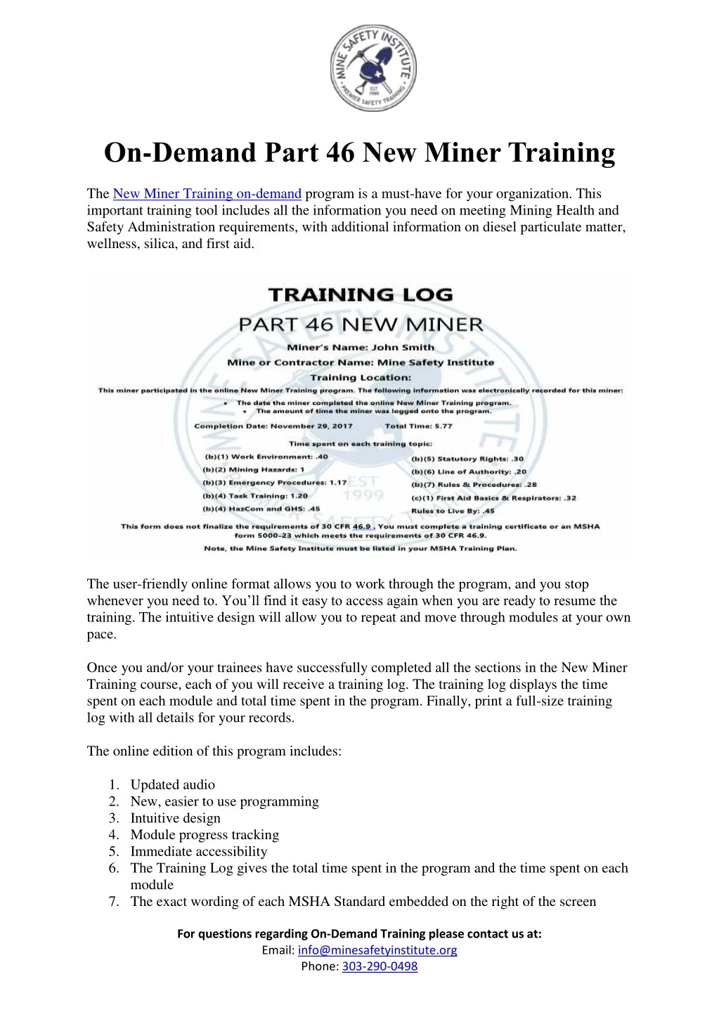 on demand part 46 new miner training