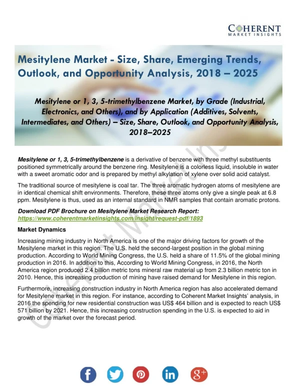 Mesitylene Market Segmentation, Opportunities, Trends & Future Scope to 2025