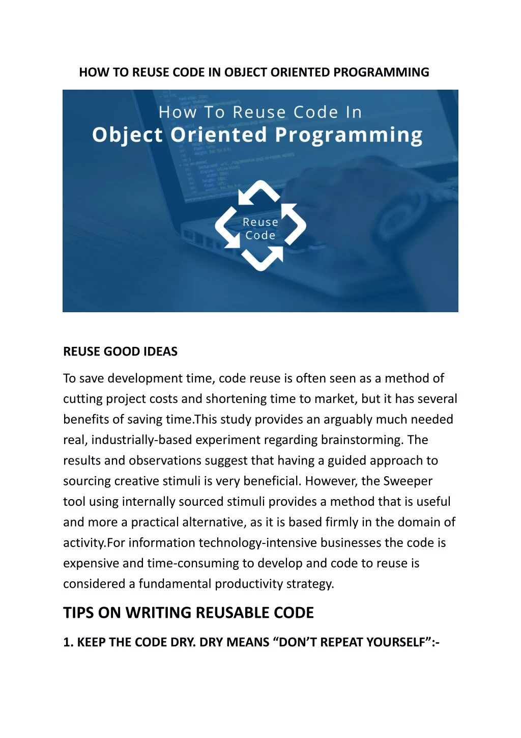 how to reuse code in object oriented programming