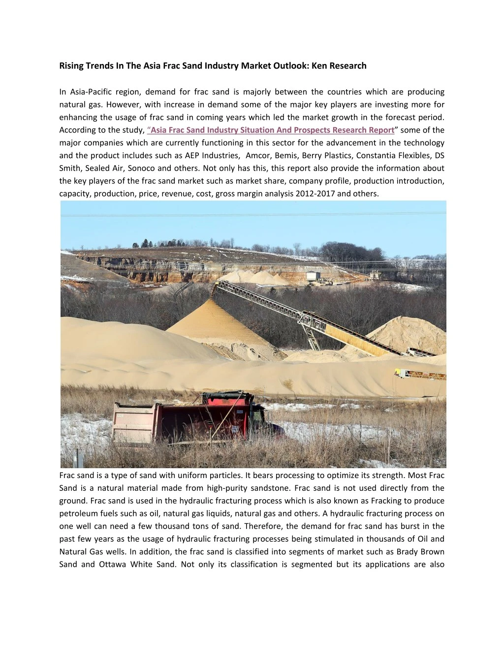 rising trends in the asia frac sand industry