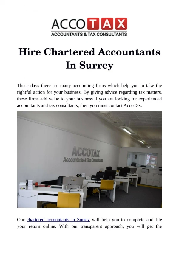 Hire Chartered Accountants In Surrey - AccoTax
