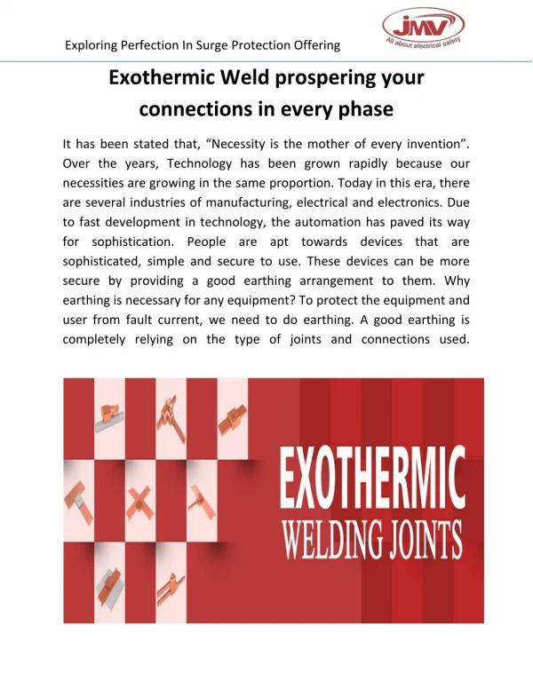 Exothermic Weld prospering your connections in every phase