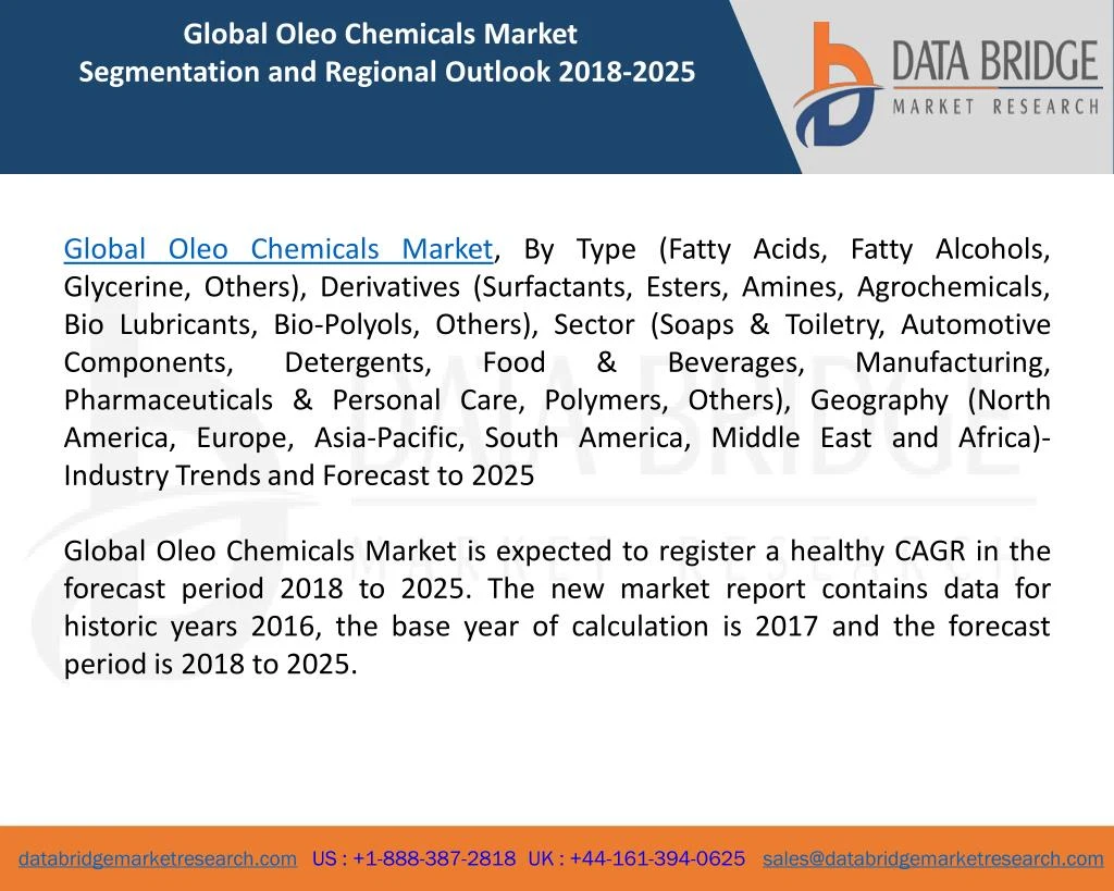 global oleo chemicals market segmentation