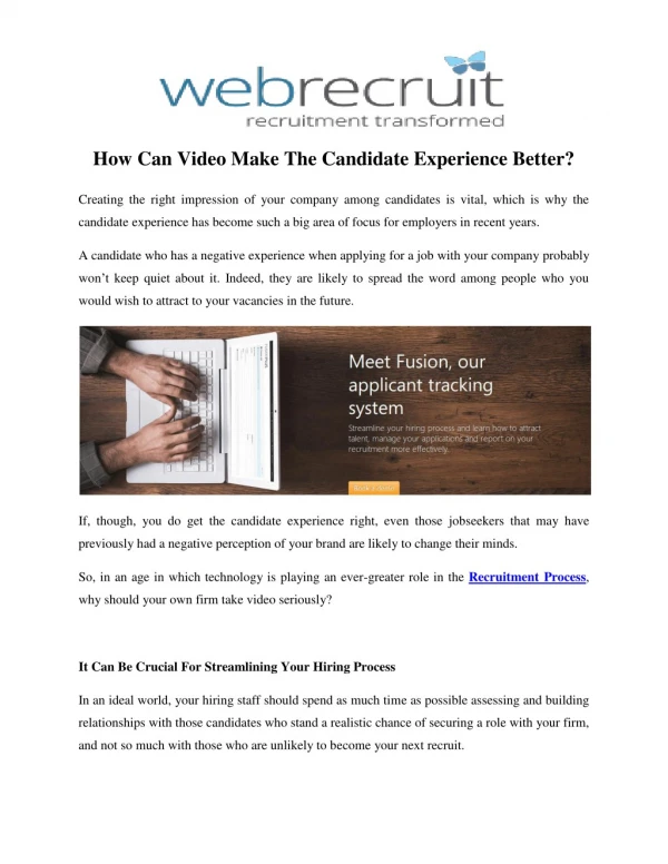 How Can Video Make The Candidate Experience Better?