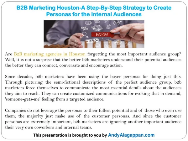 B2B Marketing Houston-A Step-By-Step Strategy to Create Personas for the Internal Audiences