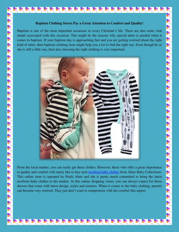 Baptism Clothing Stores Pay a Great Attention to Comfort and Quality!