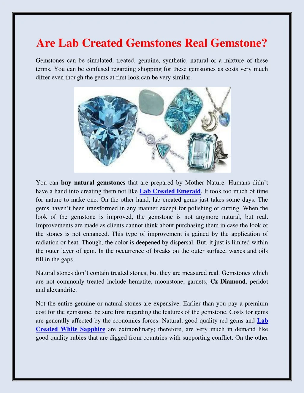 are lab created gemstones real gemstone