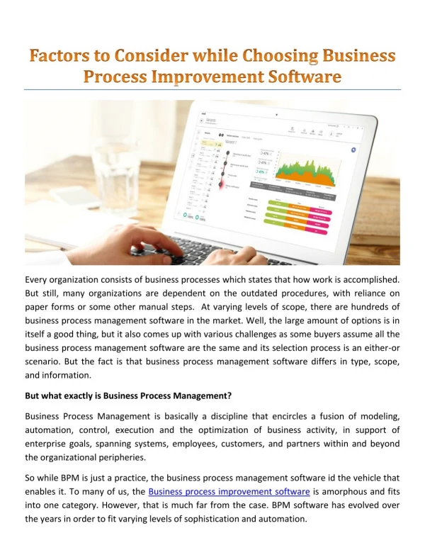Factors to Consider while Choosing Business Process Improvement Software