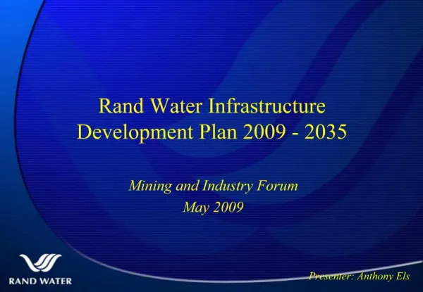 Rand Water Infrastructure Development Plan 2009 - 2035