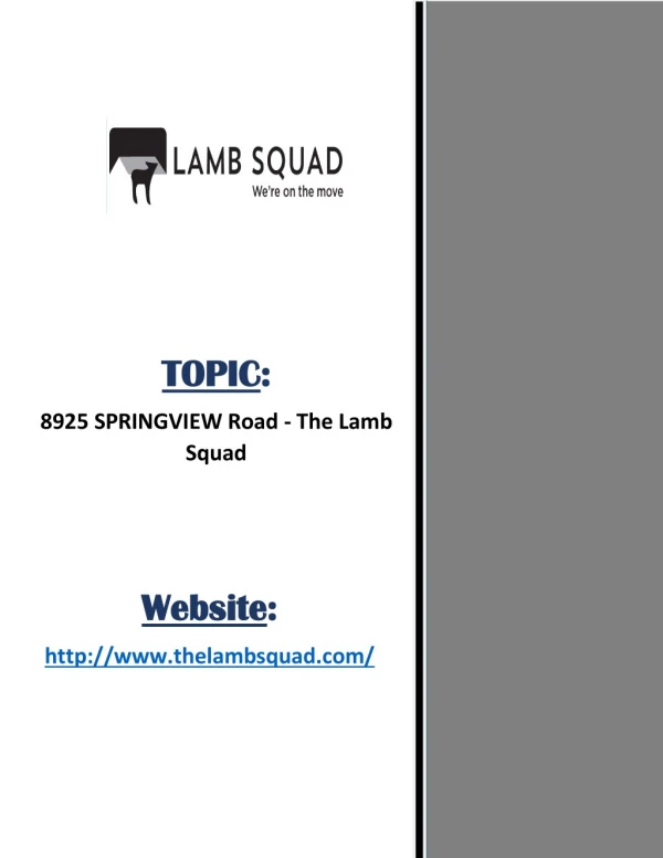 8925 SPRINGVIEW Road - The Lamb Squad