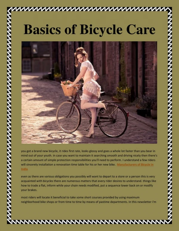 Basics of bicycle care