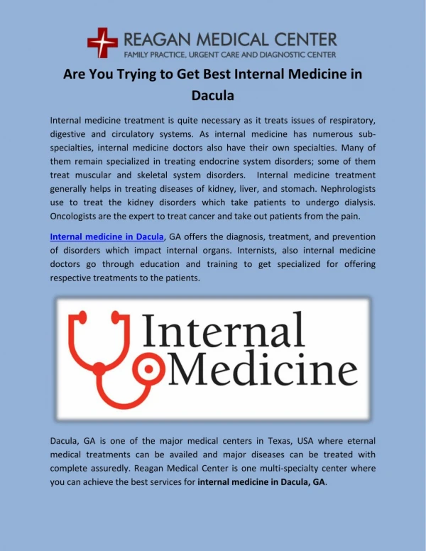 Best Services for Internal Medicine in Dacula