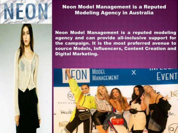 Neon Model Management is a Reputed Modeling Agency in Australia