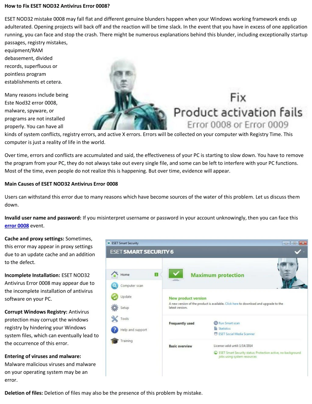 how to fix eset nod32 antivirus error 0008