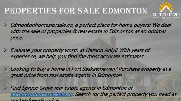 Properties for sale Edmonton