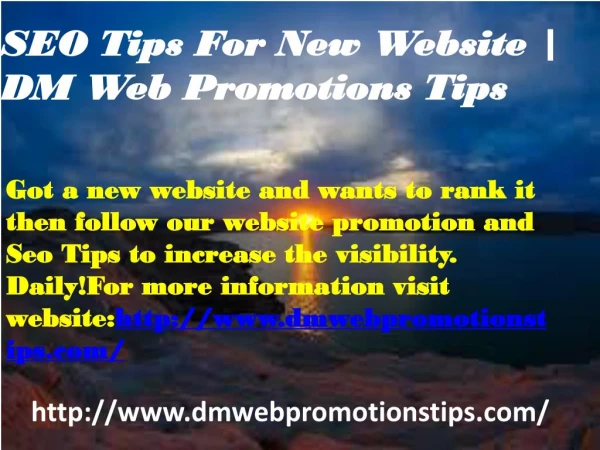 got a new website and wants to rank it then