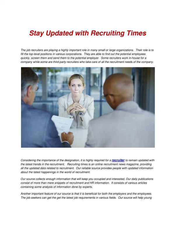 Stay Updated with the Latest Recruiter News - Recruiting Times Magazine