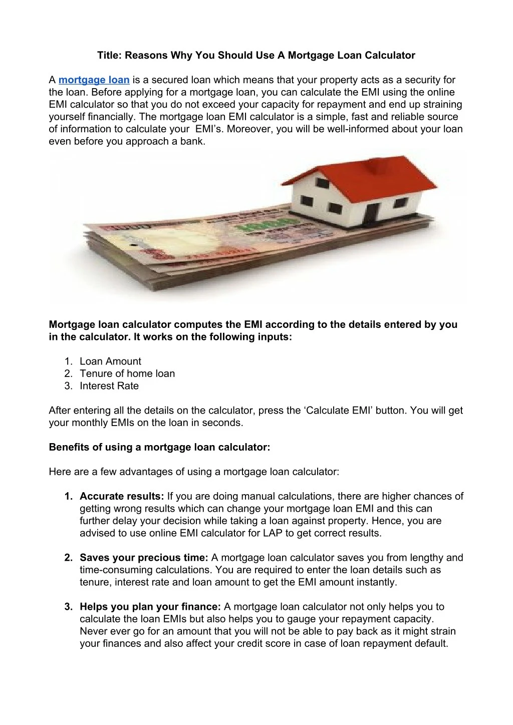 title reasons why you should use a mortgage loan