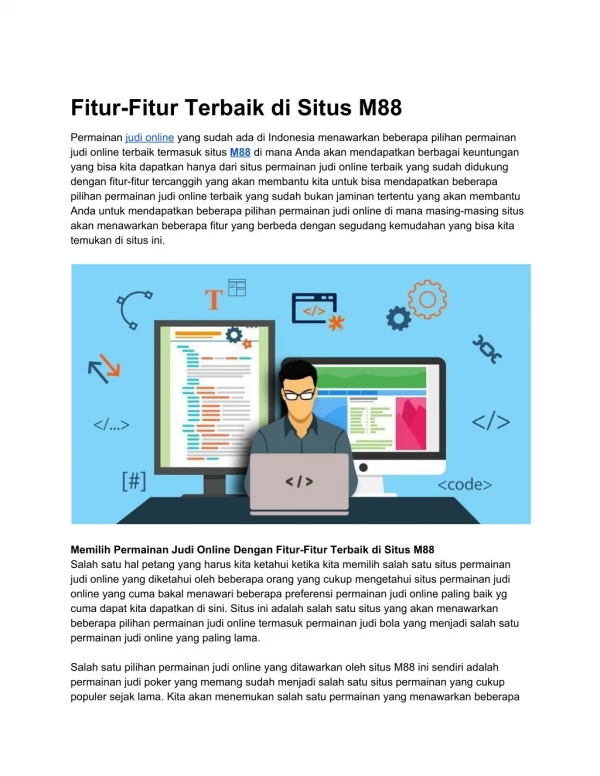 Fitur-Fitur Terbaik di Situs M88