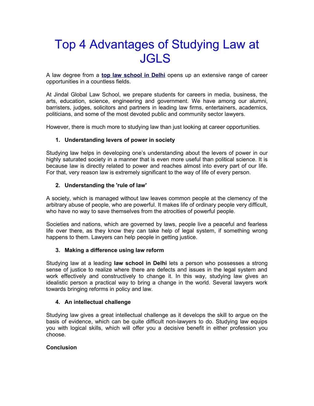 top 4 advantages of studying law at jgls