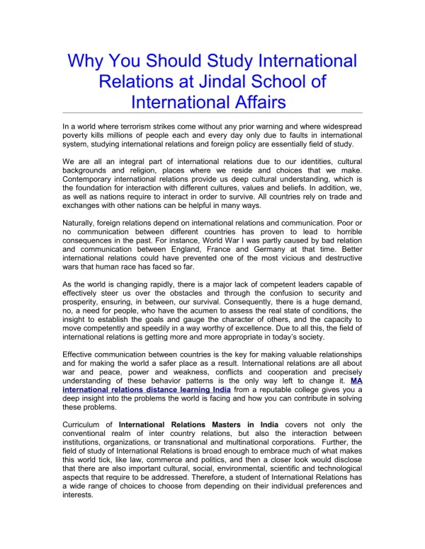 Why You Should Study International Relations at Jindal School of International Affairs