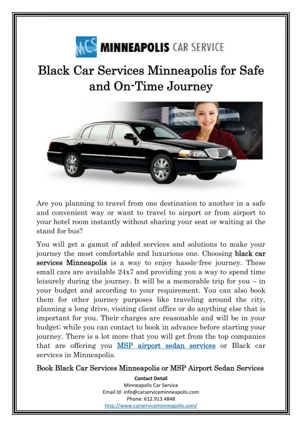 Black Car Services Minneapolis for Safe and On-Time Journey
