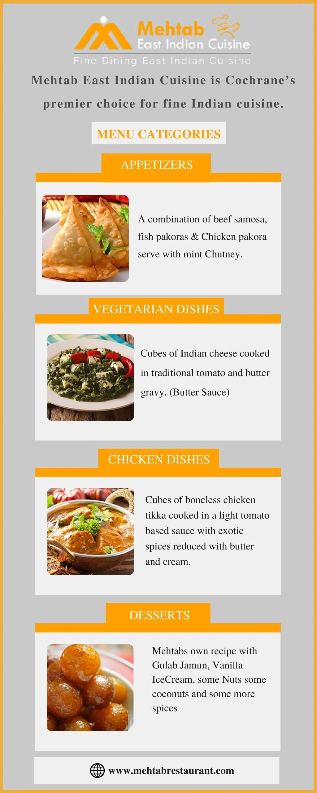 mehtab east indian cuisine is cochrane s