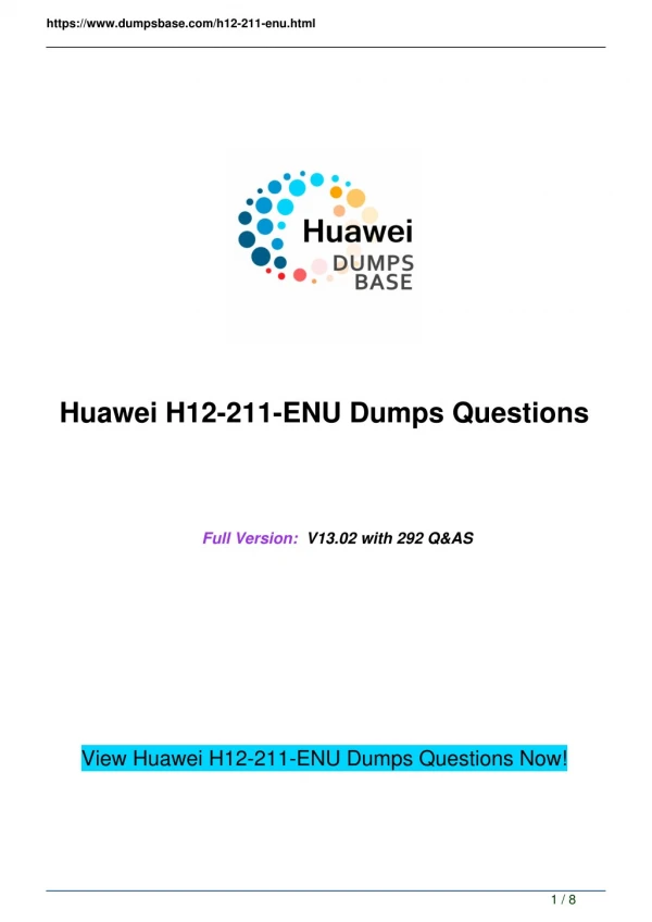 Dumpbase H12-211-ENU HCNA-HNTD (Huawei Network Technology and Device) Exam Questions