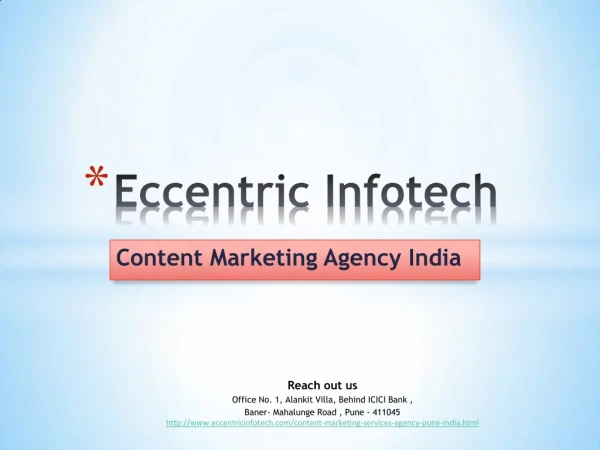Content Marketing Agency India - Eccentric Infotech