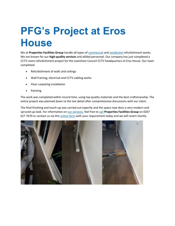 PFG’s Project at Eros House