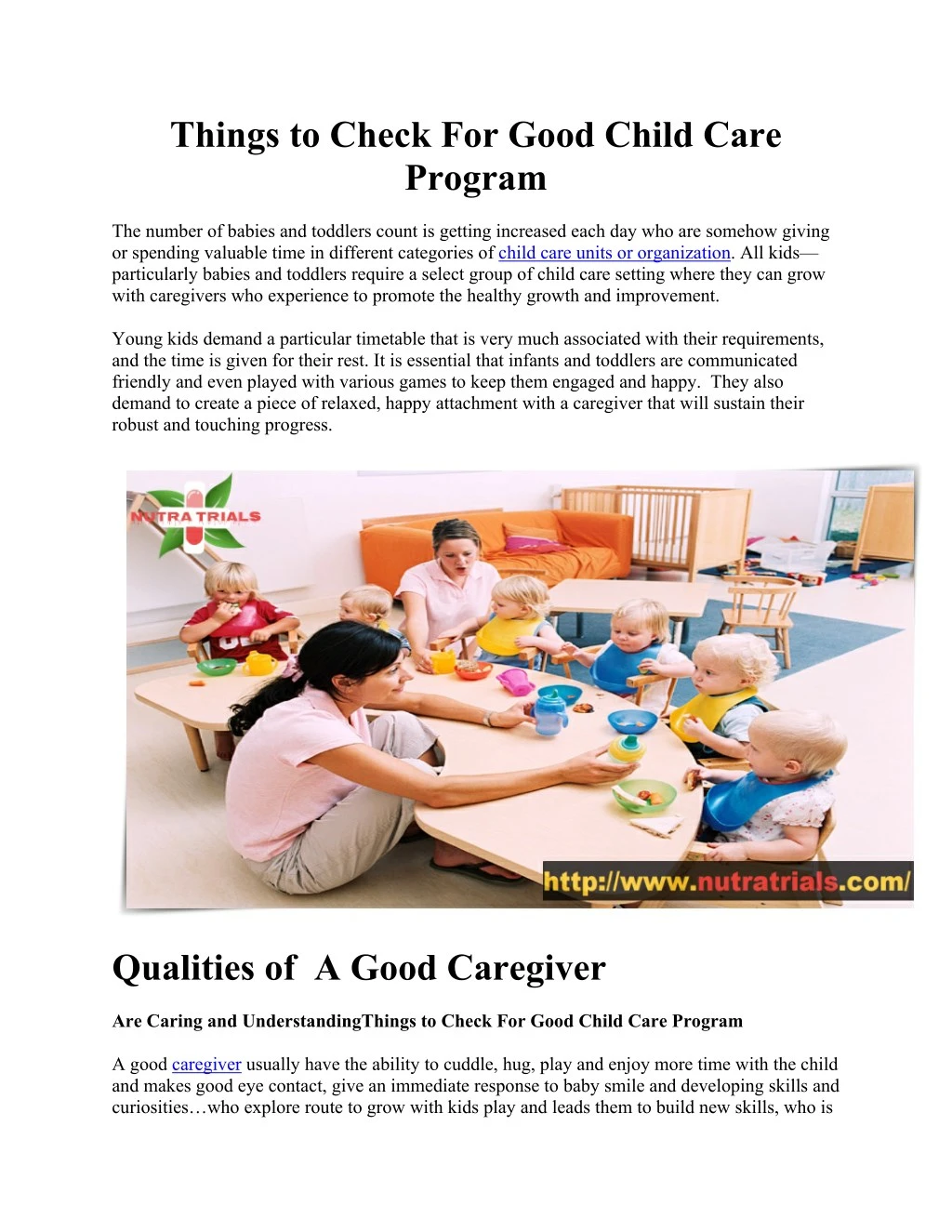 things to check for good child care program