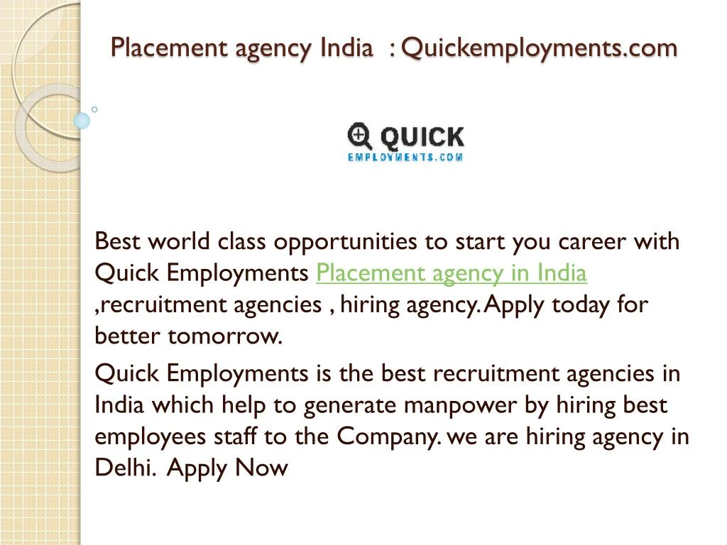 placement agency india quickemployments com
