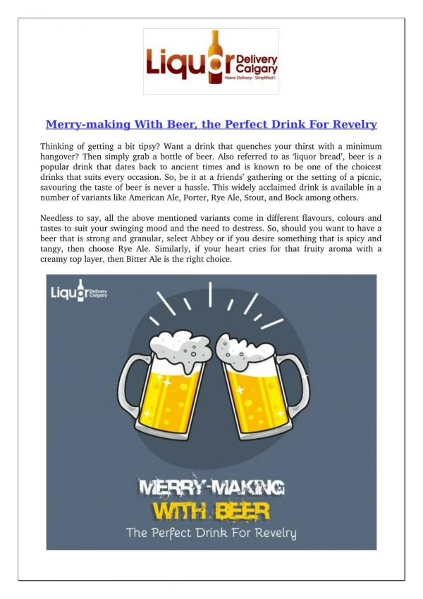 Merry-making With Beer, the Perfect Drink For Revelry