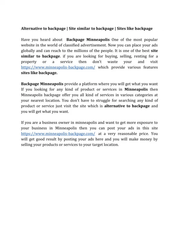 Site similar to backpage | Sites like backpage | Alternative to backpage
