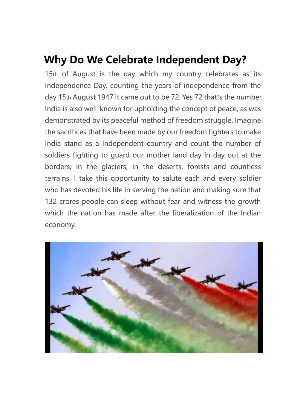 why do we celebrate independent