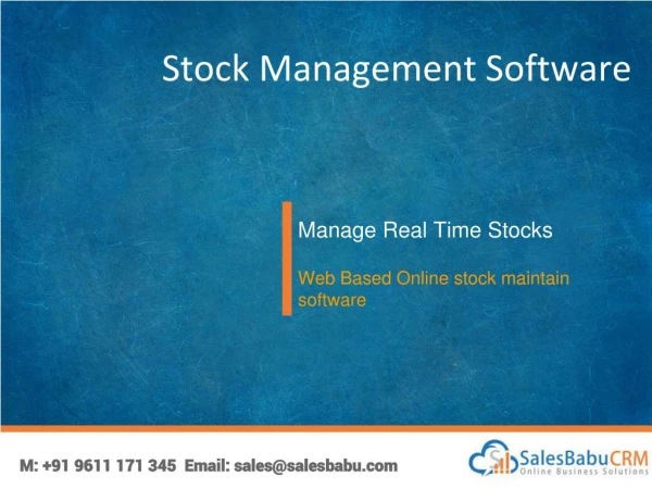 Stock Management Software: Manage Real Time Stocks