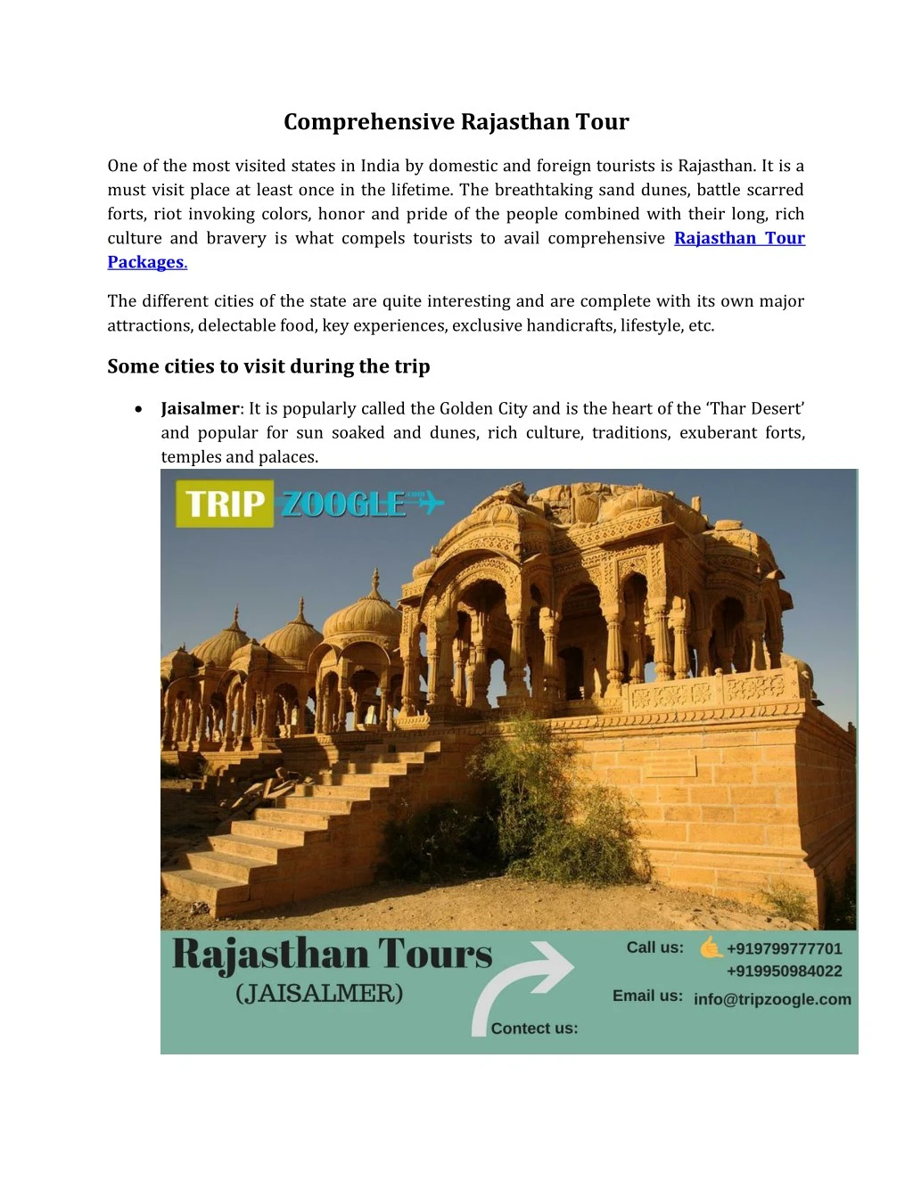 comprehensive rajasthan tour