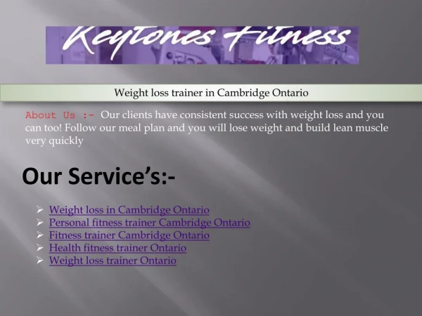 Weight loss trainer in Cambridge Ontario