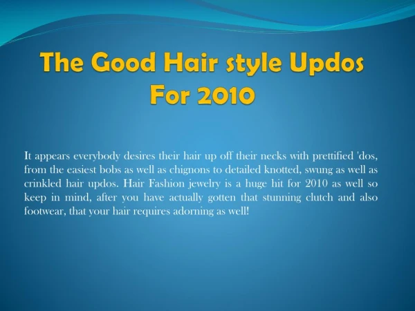 The Good Hair style Updos For 2010