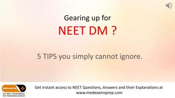 Med Exams Prep - Gearing up for NEET DM