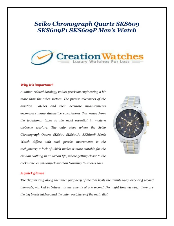 Seiko Chronograph Quartz SKS609 SKS609P1 SKS609P Mens Watch