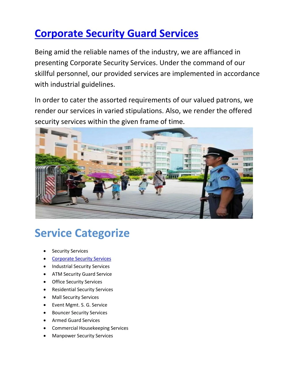 corporate security guard services